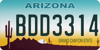 AZ license plate BDD3314