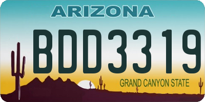 AZ license plate BDD3319