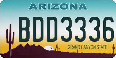 AZ license plate BDD3336