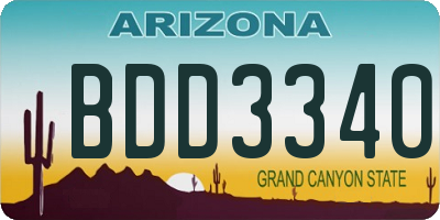 AZ license plate BDD3340