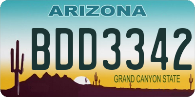 AZ license plate BDD3342