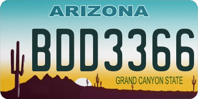 AZ license plate BDD3366