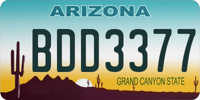 AZ license plate BDD3377