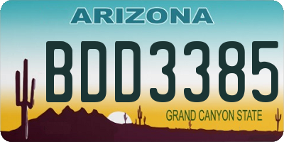 AZ license plate BDD3385