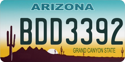 AZ license plate BDD3392