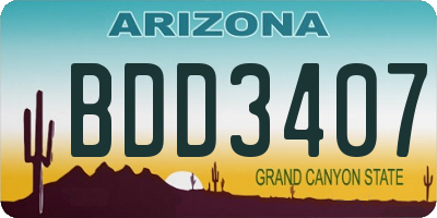 AZ license plate BDD3407