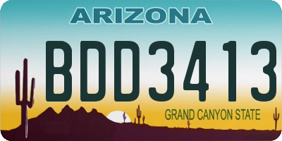 AZ license plate BDD3413