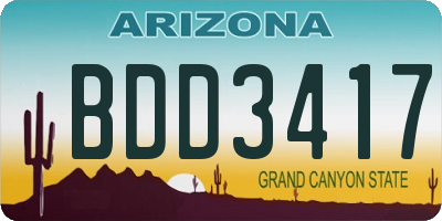 AZ license plate BDD3417