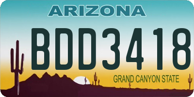 AZ license plate BDD3418
