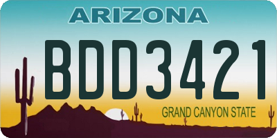 AZ license plate BDD3421