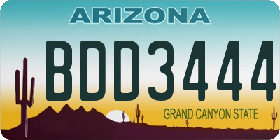 AZ license plate BDD3444
