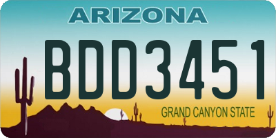 AZ license plate BDD3451
