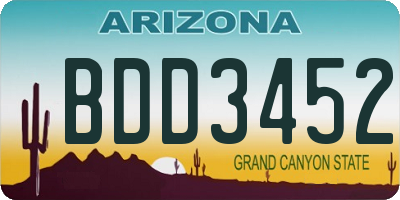 AZ license plate BDD3452