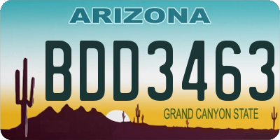 AZ license plate BDD3463