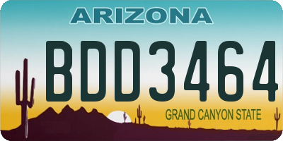 AZ license plate BDD3464