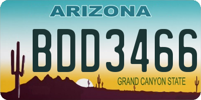 AZ license plate BDD3466