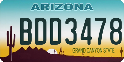 AZ license plate BDD3478
