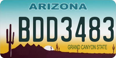 AZ license plate BDD3483