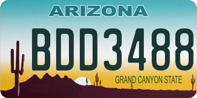 AZ license plate BDD3488
