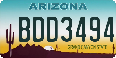 AZ license plate BDD3494