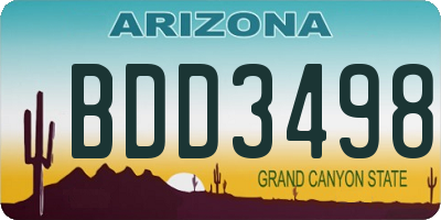 AZ license plate BDD3498