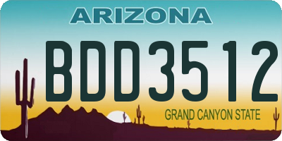 AZ license plate BDD3512