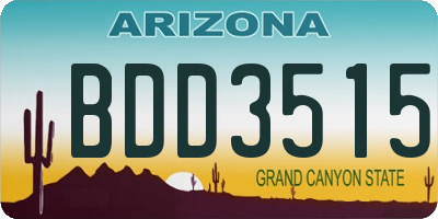 AZ license plate BDD3515