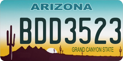 AZ license plate BDD3523