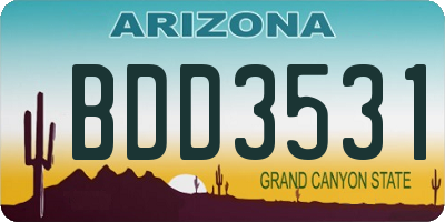 AZ license plate BDD3531