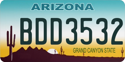 AZ license plate BDD3532