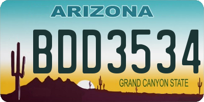 AZ license plate BDD3534