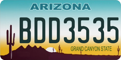 AZ license plate BDD3535
