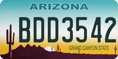 AZ license plate BDD3542