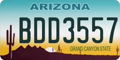 AZ license plate BDD3557