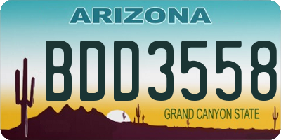 AZ license plate BDD3558