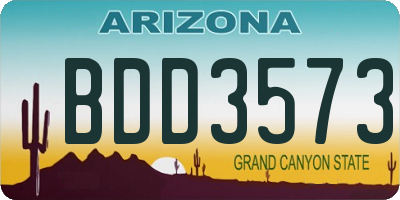 AZ license plate BDD3573