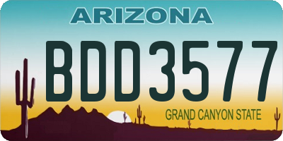 AZ license plate BDD3577