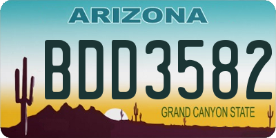 AZ license plate BDD3582