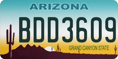 AZ license plate BDD3609
