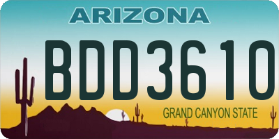 AZ license plate BDD3610