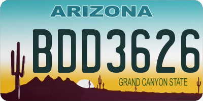 AZ license plate BDD3626