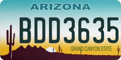 AZ license plate BDD3635