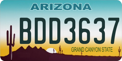 AZ license plate BDD3637