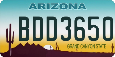 AZ license plate BDD3650
