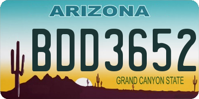 AZ license plate BDD3652