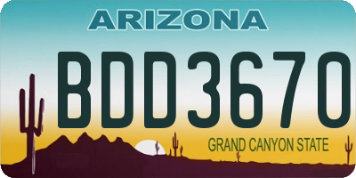 AZ license plate BDD3670