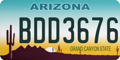 AZ license plate BDD3676