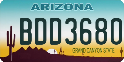AZ license plate BDD3680