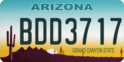 AZ license plate BDD3717