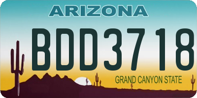 AZ license plate BDD3718
